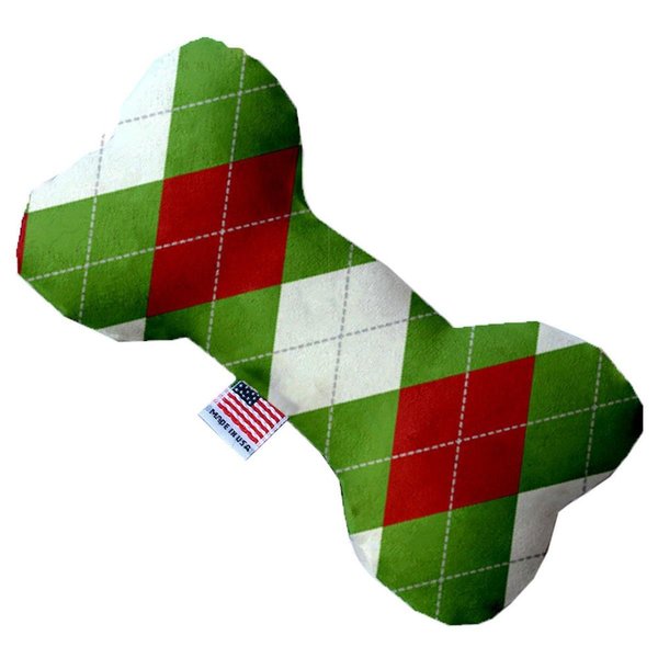 Mirage Pet Products Christmas Argyle Canvas Bone Dog Toy 8 in. 1304-CTYBN8